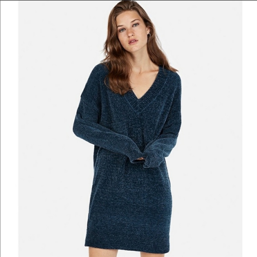 Express Chenille Sweater Dress Blue - Worn Once!